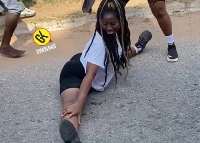 Lady captured on the bare floor twerking at the event
