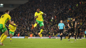 Black Stars midfielder, Forson Amankwah celebrating his goal against Coventry