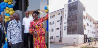 UG Vice-Chancellor with some dignitaries (L), the Diamond Jubilee Hall (R)