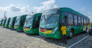 A fleet of  Bus Rapid Transit (BRT) buses