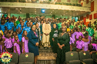 Dr Bandim with Speaker of Parliament Alban Bagbin and some BECE candidates at parliament