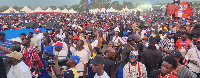 Some of the NPP supporters in the rain