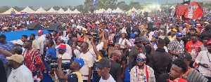 Some of the NPP supporters in the rain