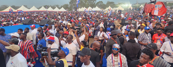 Some of the NPP supporters in the rain