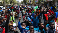 Traders gather in downtown Nairobi to protest over a new Kenya Revenue Authority (KRA)