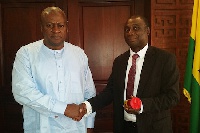 File photo of President Mahama swearing-in Dr. Kwabena Donkor as Power Minister