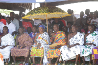 Nana Kwame Edeabe Ntosour, Benkumhene of Sene Traditional Council (with the microphone)