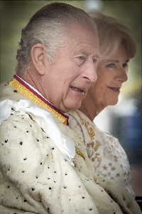 King Charles and Queen Camilla arriving for the ceremony