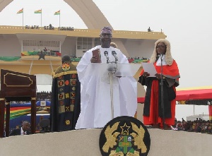 Vice President Dr. Mahamudu Bawumia taking his oath of office in 2017