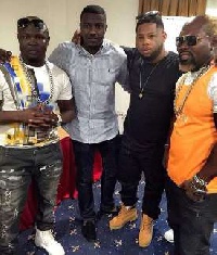 Bukom Banku and Ayittey Powers in a pose with D Black and John Dumelo