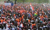 Some Npp supporters cheering executives with vuvuzela