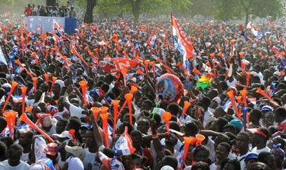 Some Npp supporters cheering executives with vuvuzela
