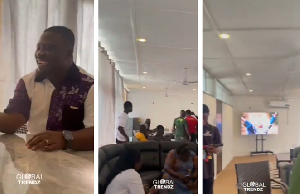 Dr. Frank Amoakohene (L), parts of the interior of the newly renovated edifice (M-R)