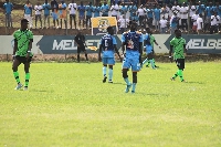 A scene from the game between Dreams FC and Nations FC