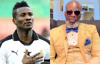 Former Black Stars skipper Asamoah Gyan, and Prophet Kumchacha (right)