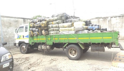 Kia truck full of dried leaves suspected to be cannabis