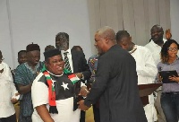 Jewel Ackah shakes hands with former President John Mahama
