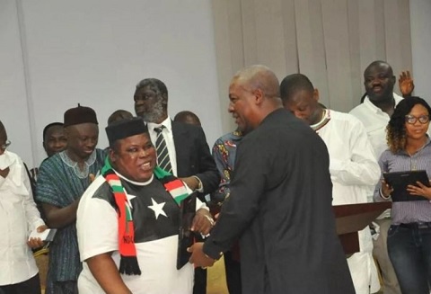 Jewel Ackah shakes hands with former President John Mahama