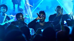 Kenyan band Sauti Sol performs during an MTV Africa Music Awards after-party PHOTO | GERALD ANDERSON