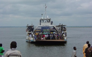 The ferry got stuck on the Afram River