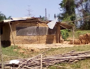 Bukrum JHS at Yilo Krobo, built using mud and sticks, developed deep cracks prior to its collapse