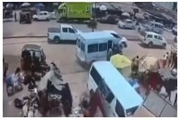 The van crashed into shops at the Kronum Afrancho lorry station