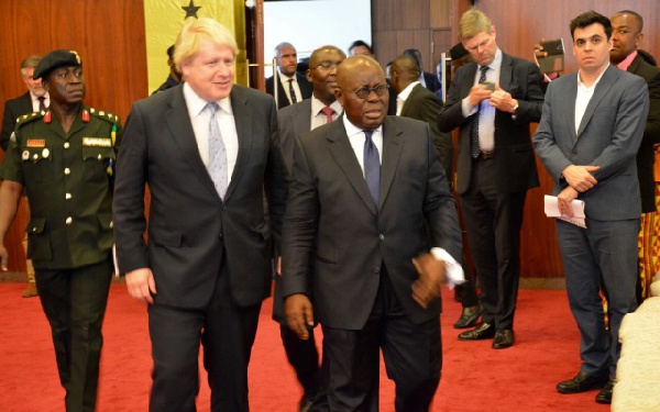 President Nana Akufo-Addo with UK foreign secretary Boris Johnson