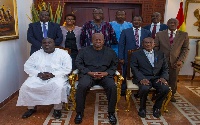 President John Dramani Mahama with the nine-member EXIM Bank Board of Directors.