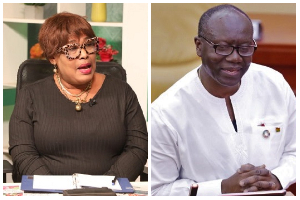 A photo collage of Nana Yaa Jantuah (L) and Ken Ofori-Atta