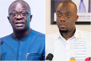 Bryan Acheampong (L) criticises NPP General Secretary Justin Kodua (R) and other NPP leaders