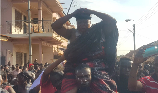 Nana Adwoa Gyeduaa carried shoulder-high