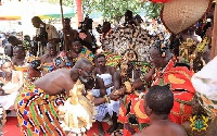 Gabby Otchere Darko paying homage to Otumfuo during the event