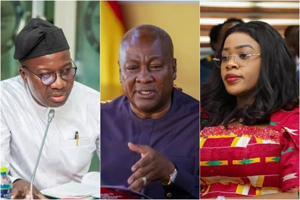 President Mahama (M) says Ayariga (L) has turned his wife (R) into a bedroom Twi teacher