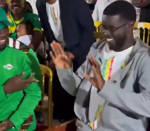 President, Bassirou Diomaye Faye (R)  watched Senegal's game against Morocco