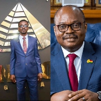 Bank of Ghana Governor, Dr Ernest Addison (Right) and Nana Appiah Mensah also known as NAM1