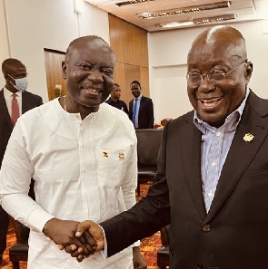 Ken Ofori-Atta, Finance Minister and President Akufo-Addo (right)