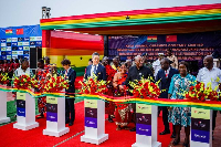 President Mahama pictured cutting sod at KEDA Ghana