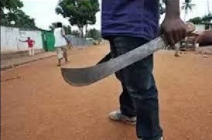 The husband almost had the hand of his wife chopped off with a cutlass