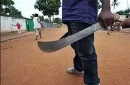The husband almost had the hand of his wife chopped off with a cutlass