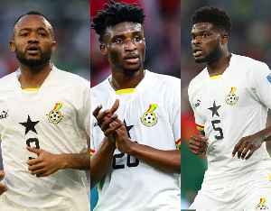 Jordan Ayew, Mohammed Kudus and Thomas Partey