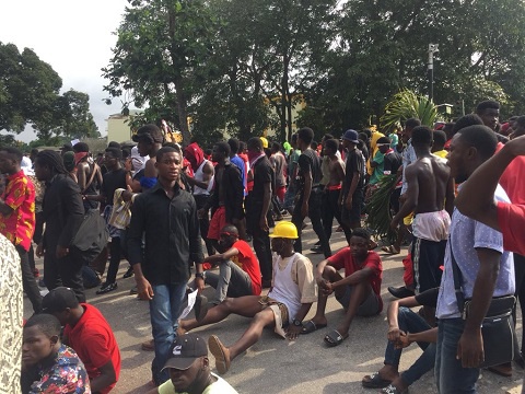 KNUST students went on a demonstration yesterday over students brutality