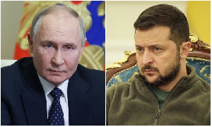 Vladimir Putin of Russia and Zelensky of Ukraine