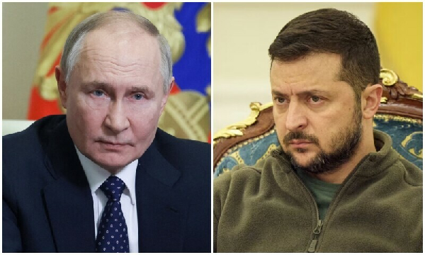 Vladimir Putin of Russia and Zelensky of Ukraine