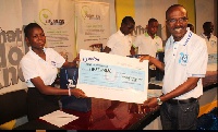 Ms. Mercy Abena Arthur (left), winner of the competition, will travel to Dubai