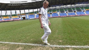 Ivory Coast coach Michel Dussuyer was unhappy when he inspected the pitch at Stade d'Oyem