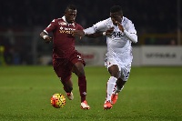 Godfred Donsah slugging it out with Acquah in one of their encounters