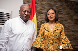 NDC flagbearer, John Dramani Mahama with EC Chair Jean Mensa