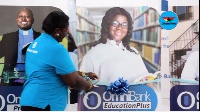 Head of Corporate Banking at OmniBank, Ann-Marie Appiah launching the HCS Pack