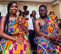 Adwoa Saah, left, with her new husband