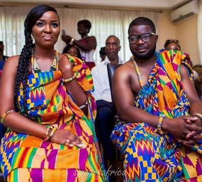 Adwoa Saah, left, with her new husband